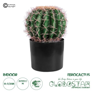 GloboStar® Artificial Garden FEROCACTUS 20092 Τεχνητό Διακοσμητικό Φυτό Φερόκακτος Υ26cm